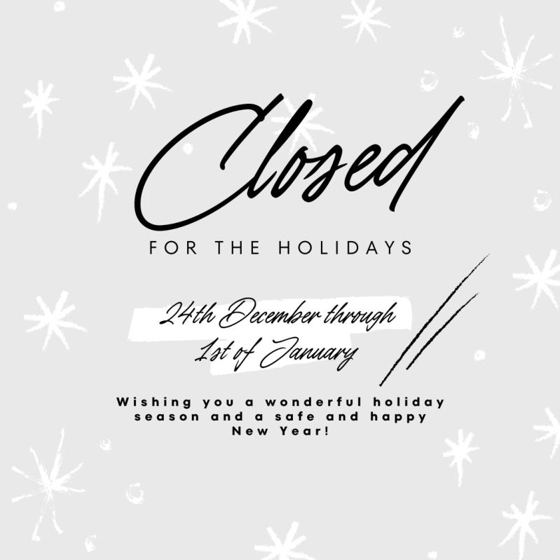 Happy Holidays!  Office Closed